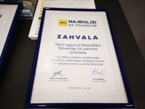 Zahvala AMZS AVP za sodelovanje