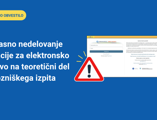 Začasno nedelovanje aplikacije za elektronsko pripravo na teoretični del vozniškega izpita